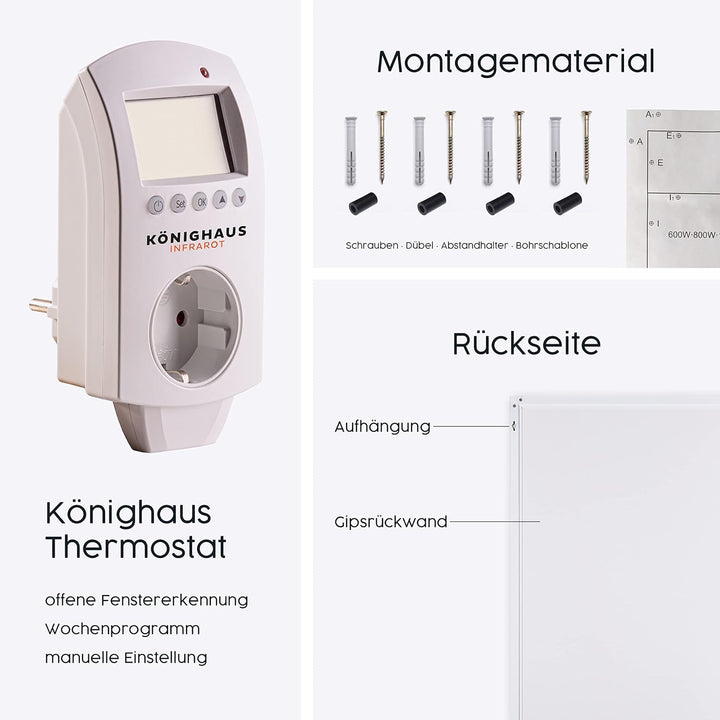 Infrarotheizung – Herbst Bildmotive – TÜV SÜD - 1200 Watt + Thermostat - Weisser Rahmen (05. Waldspa