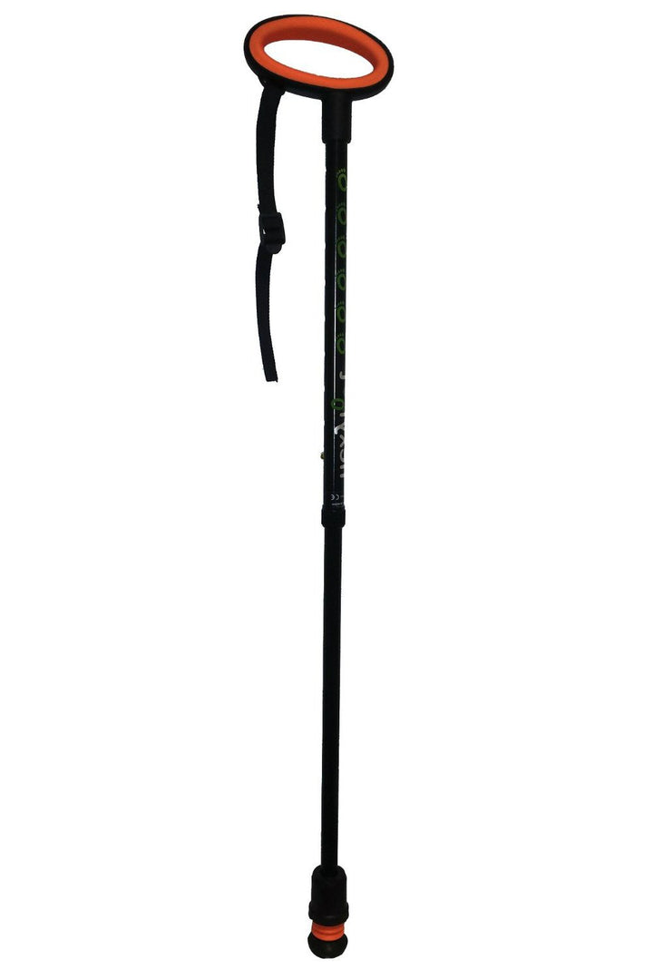 Flexyfoot Shock Absorbing Oval Handle Telescopic Walking Stick Schwarz Einzelbett, Schwarz Einzelbet