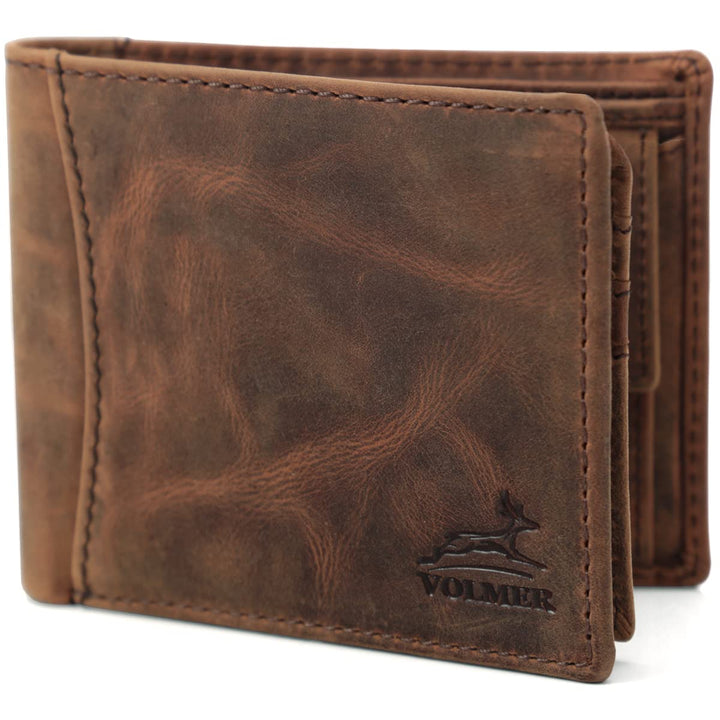 Fa.Volmer ® Herren Leder Geldbörse Usedlook mit RFID-Schutz Braun-Beige, Braun