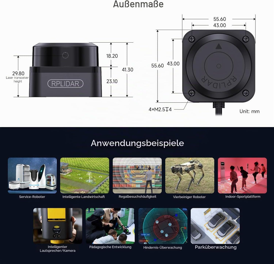 Waveshare Slamtec RPLIDAR C1 Laser Ranging Sensor, 360° Omnidirectional Lidar, Millimeter-Level High