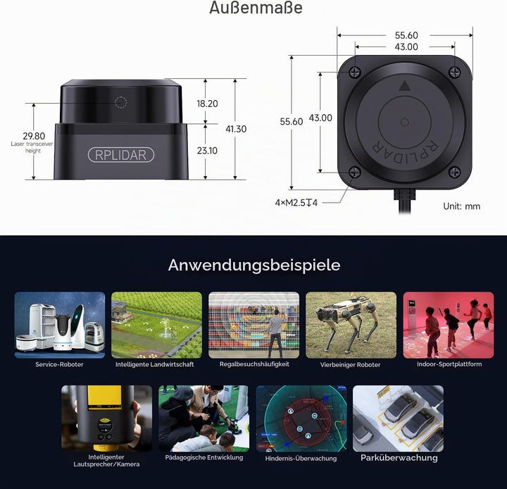 Waveshare Slamtec RPLIDAR C1 Laser Ranging Sensor, 360° Omnidirectional Lidar, Millimeter-Level High