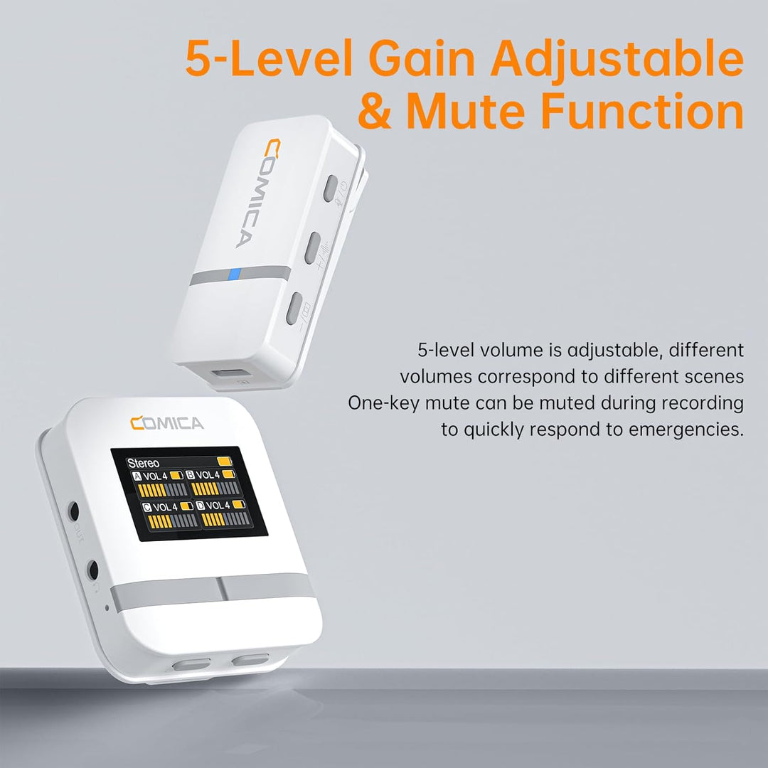 comica Vimo Q Lavalier Wireless Mikrofon mit 4 Sendern und 1 Receiver, 48kHz/24bit Audioqualität, Ge