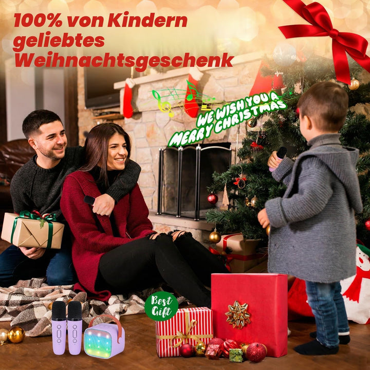 Wowstar Karaoke Maschine mit 2 Drahtlosen Mikrofonen, Tragbares Bluetooth Karaoke Maschine für Kinde