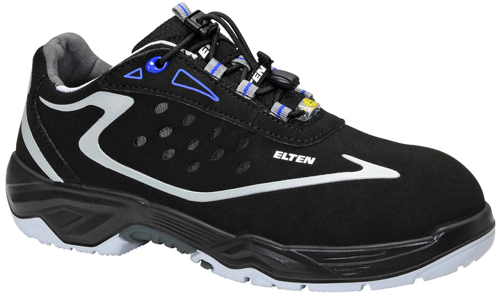 ELTEN Sicherheitsschuhe Rusher Low ESD S1, Herren, Textil, Stahlkappe, leicht, sportlich, Schwarz, G
