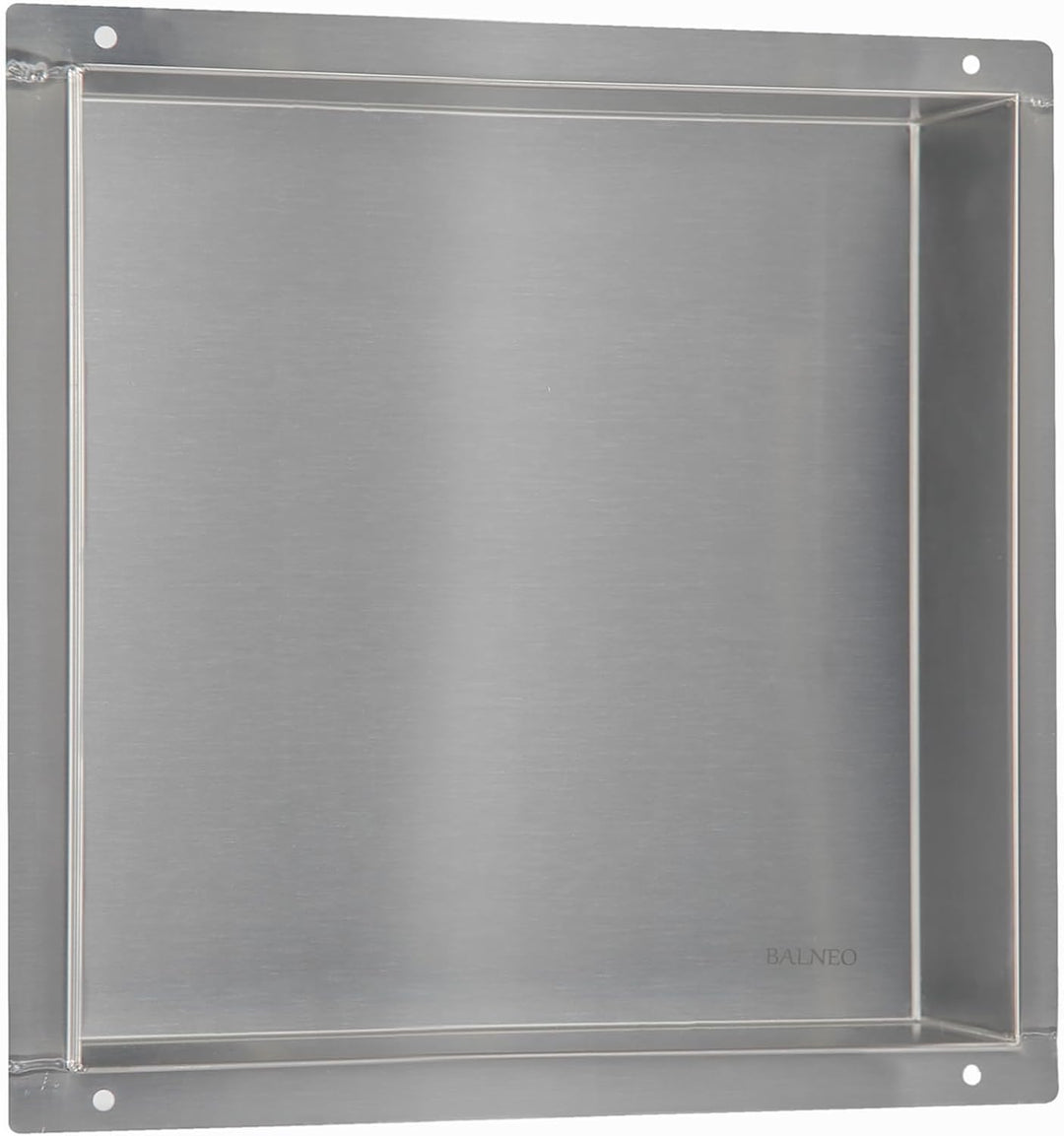 Balneo Wall-Box NO Rim wandnische dusche Edelstahl 30x30x7 cm Duschnische wasserdicht, Flexibler Nis