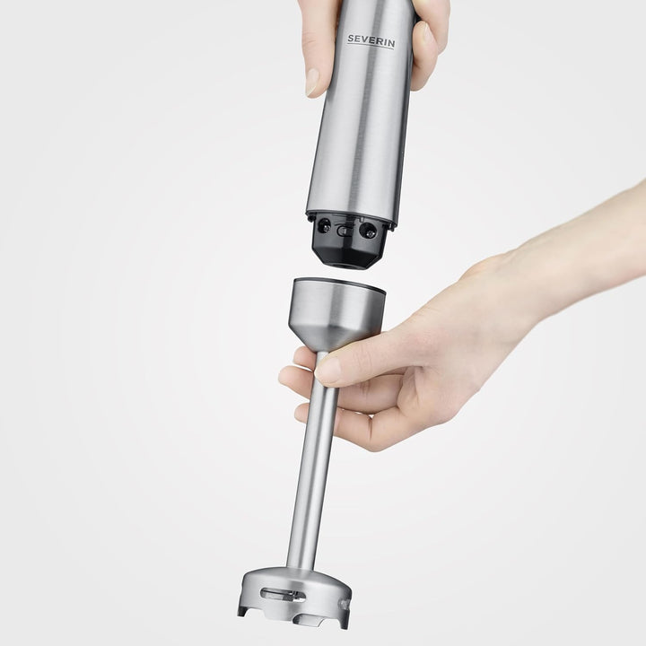 SEVERIN Kabelloser Stabmixer mit Premium-Set, abnehmbarer Mixstab, mit Pürierstab, Multizerkleinerer
