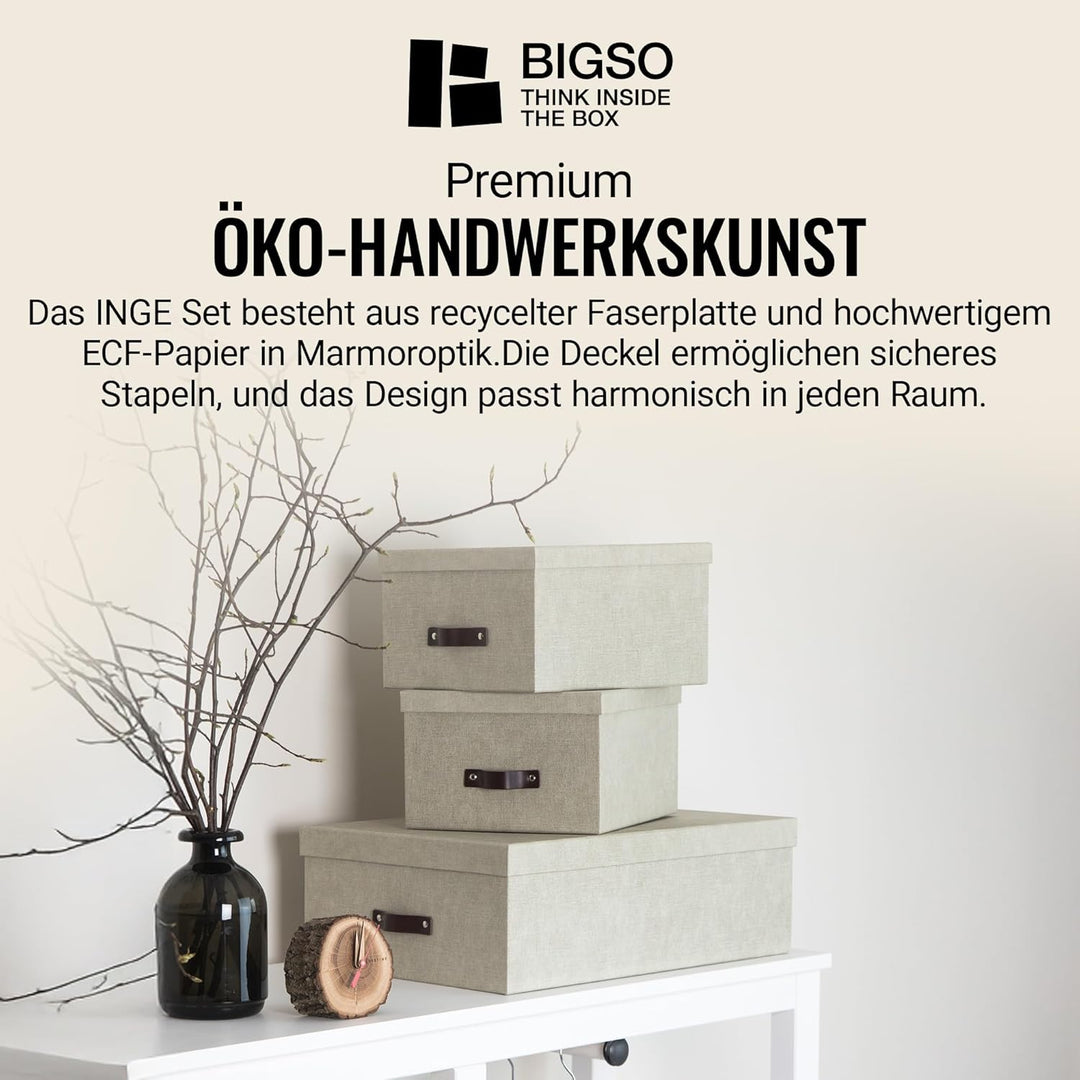 BIGSO BOX OF SWEDEN INGE 3er-Set Aufbewahrungsboxen für das Schlaf-, Kinder-, Arbeits- oder Badezimm