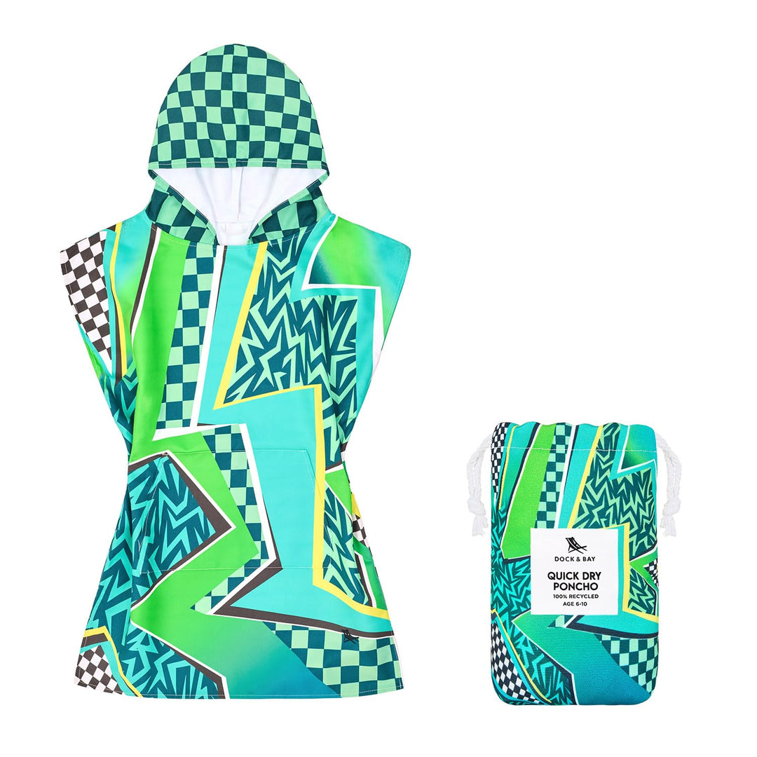 Dock &amp; Bay Poncho mit Kapuze, für Kinder, super saugfähig, schnell trocknend, inklusive Tasche, Tide