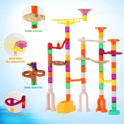 Murmelbahn Kinderspiel - Aktualisierung 166PCS Mehrfarbige Kugelbahn Marble Run Set mit Spannende Ba