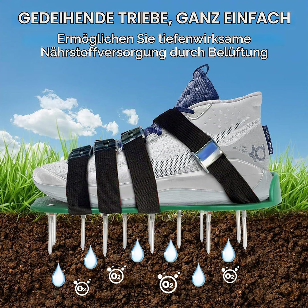 AIQII Rasenbelüfter Schuhe Rasenlüfter Nagelschuhe mit 4 Verstellbare Gurte und Metal Vertikutierer