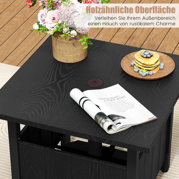 COSTWAY Beistelltisch Outdoor wetterfest, Gartentisch Metall mit Schirmloch & 2 Sandsäcken, Kleiner