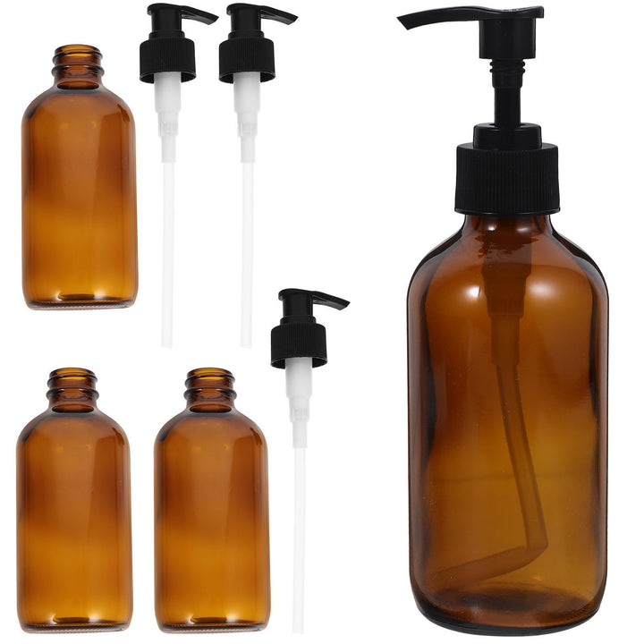 4 Stück 250ml Glas Duschgelflaschen mit Pumpverschluss