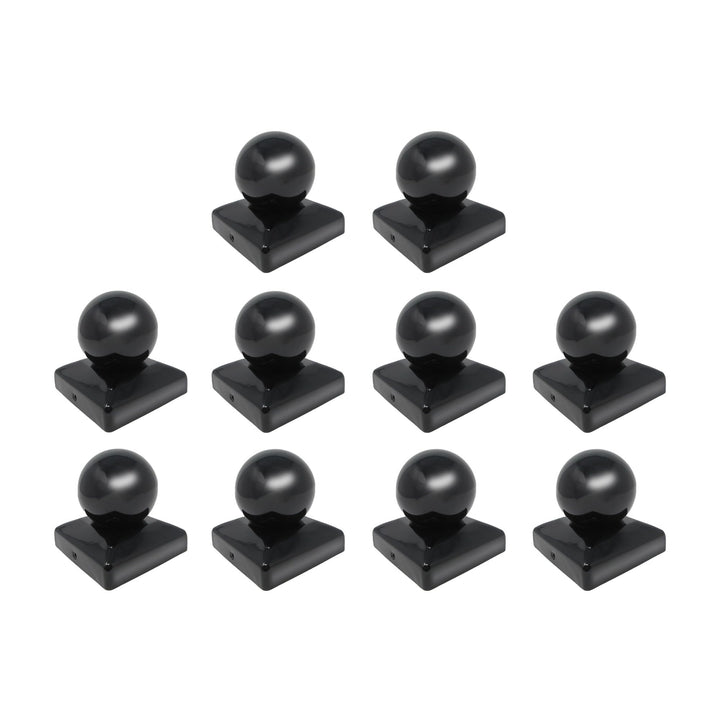 Pfostenkappe Kugel | Stahl Schwarz pulverbeschichtet | 91 x 91 mm | 10 Stück | Abdeckkappe für Garte