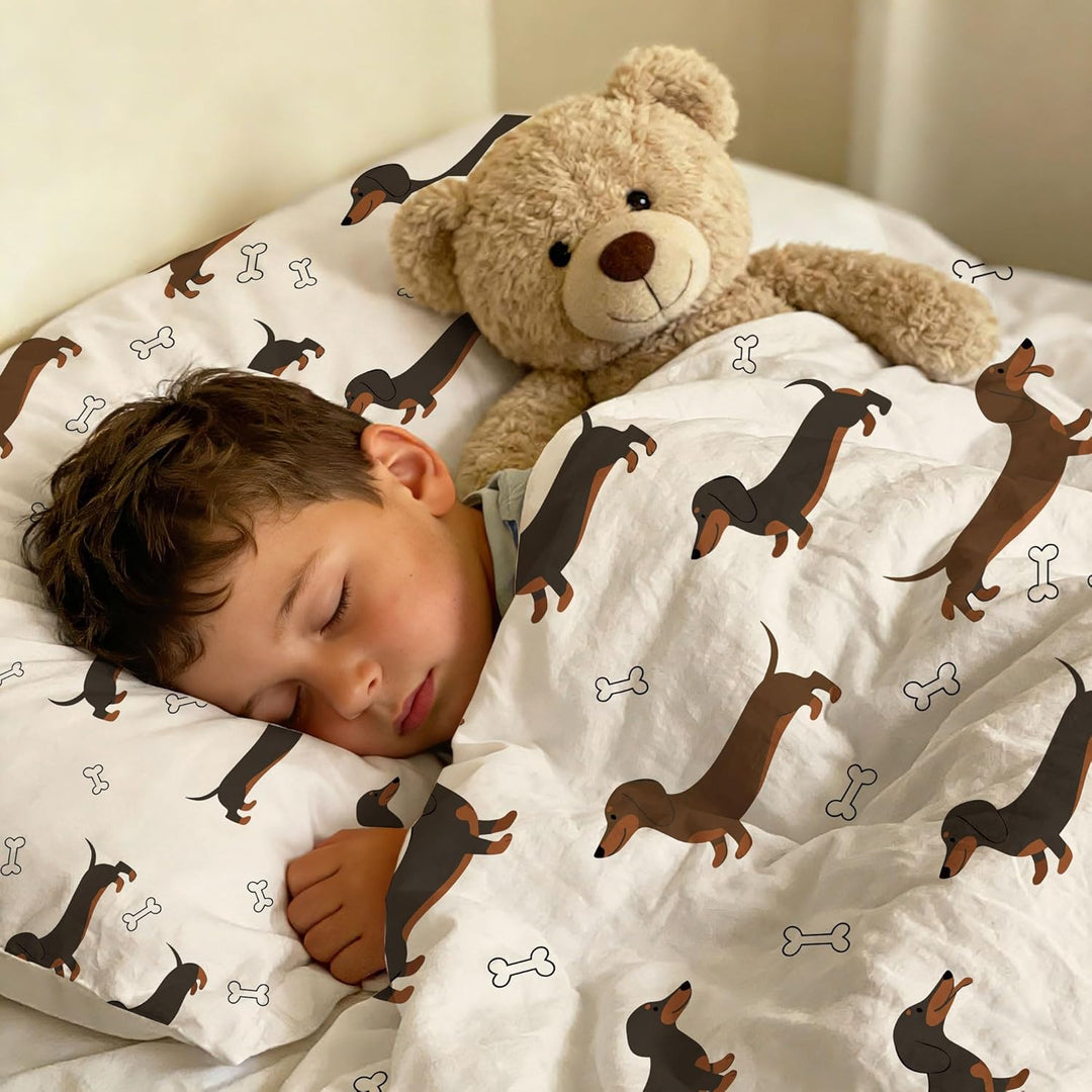 DJDEA Bettwäsche-Sets 135 x 200 cm Dog, Blau Einhorn-Bettwäsche-Set für Einzelbett mit Reissverschlu