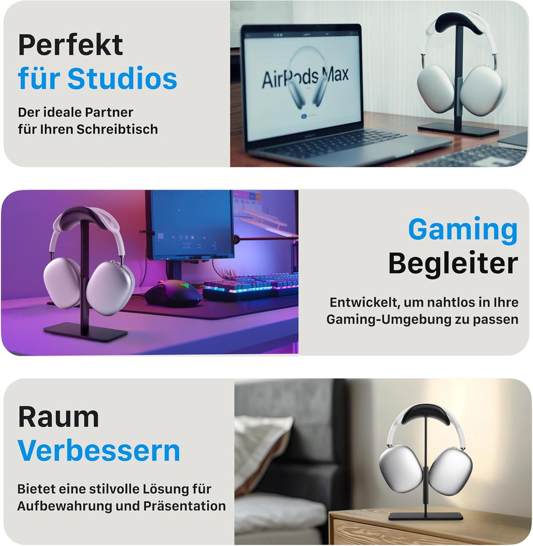 AirPods Max Ständer mit Schlafmodus, Aluminium Kopfhörerhalterung für Schreibtisch, rutschfest & kra