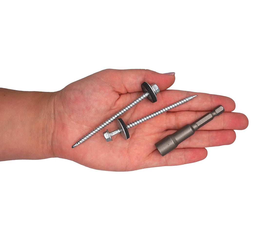 Marcopol (80 Stück) DIN 7504-K Stahl verzinkt 4,8 x 80 mm selbstbohrende Schrauben mit EPDM-Unterleg