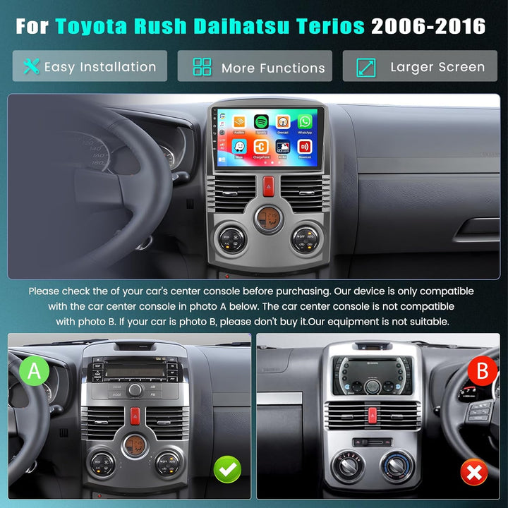 2+64GB Android Autoradio für Toyota Rush Daihatsu Terios 2006-2016 Wireless Carplay Android Auto, 9"