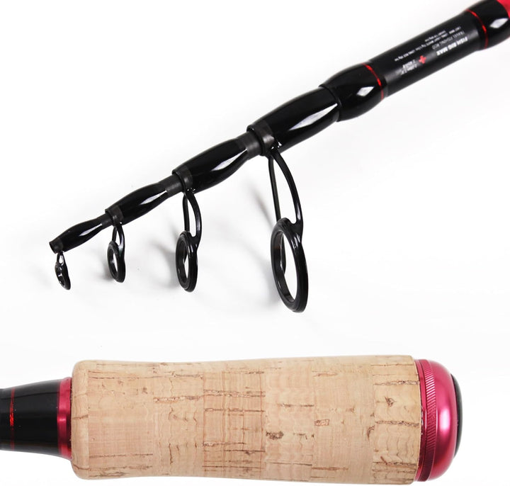 Rigged and Ready Fish Rig Max Tele Angelrute Die einzige Spin-Baitcast Teleskoprute der Welt 240 & 2