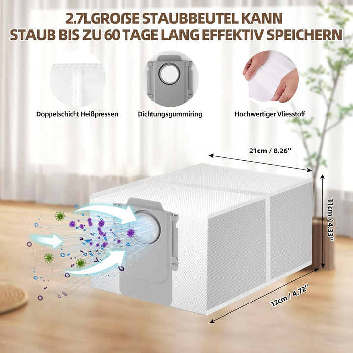 26 Stück Zubehörset für Roborock QV 35A / QV 35S Saugroboter, Ersatzubehör 2 Hauptbürste 6 Wischpad
