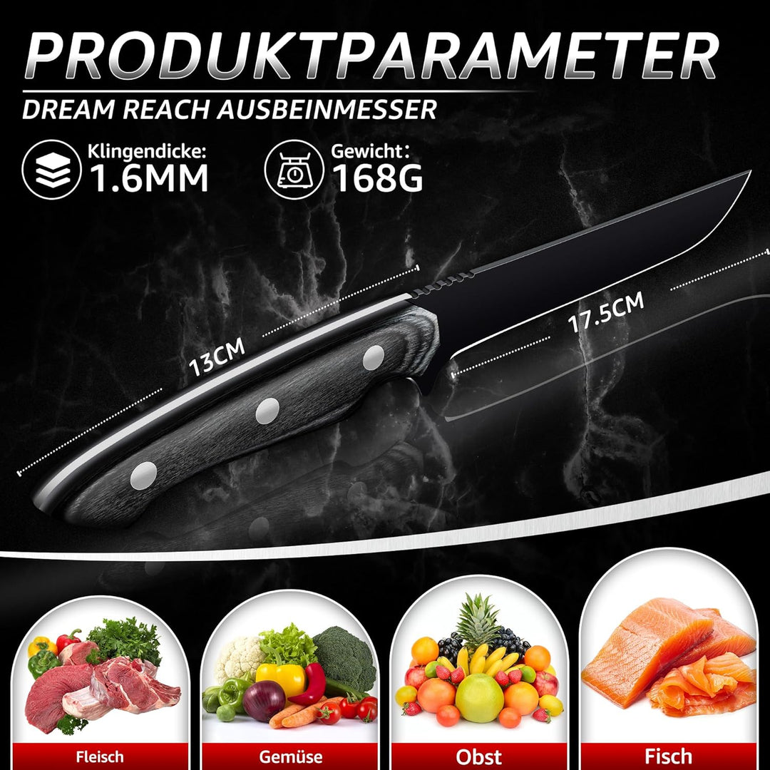 Dream Reach Ausbeinmesser filetiermesser Scharfe- Profi filetiermesser fleisch Full Tang Küchenmesse