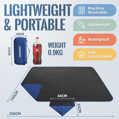 JAICOM Outdoor Decke, wasserdichte Schafwoll-Picknickdecke, 140 x 200 cm Warme Campingdecke - ideal