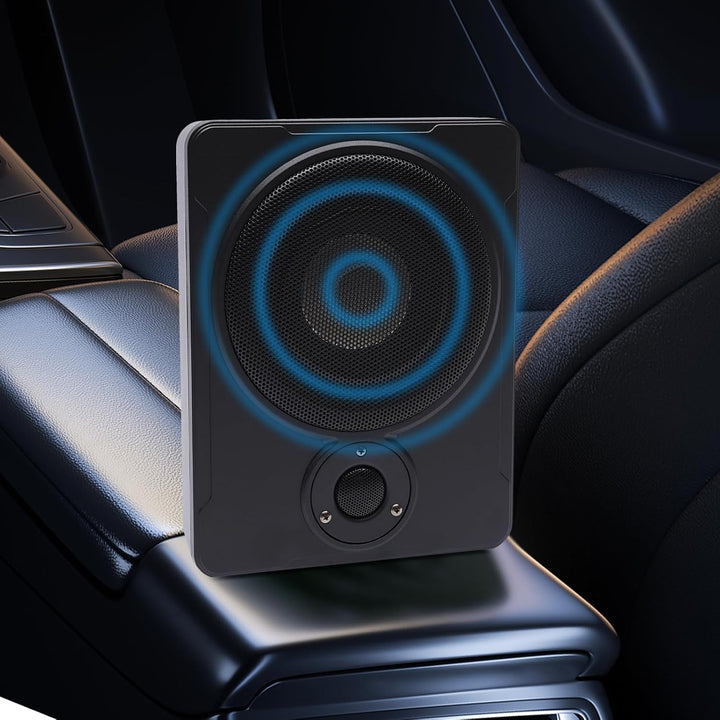 Auto-Subwoofer Aktiver Subwoofer fürs Auto 200W schwarz Aluminiumgehäuse Überhitzungsschutz für PKW