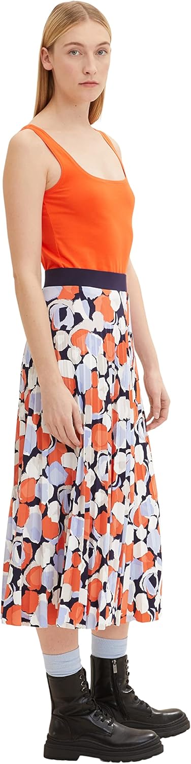 TOM TAILOR Damen Plissee Rock 46 31116 - Navy Flower Design, 46 31116 - Navy Flower Design