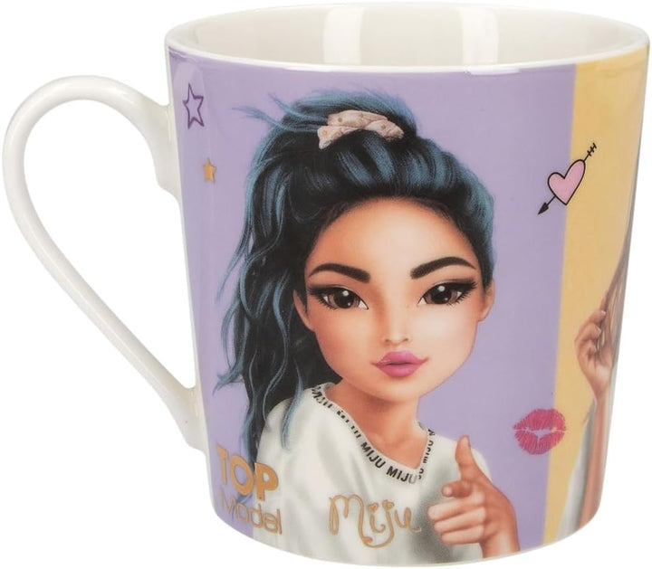 Depesche 12610 TOPModel Snap Shots - Tasse mit ModelMotiv und Goldaufdruck, Trinkbecher aus Porzella