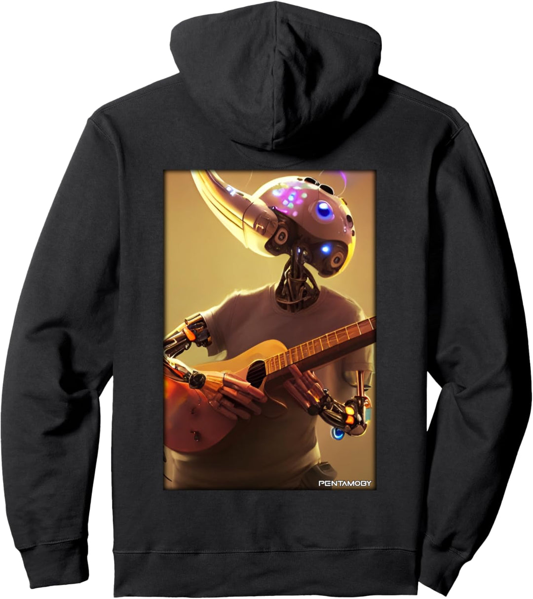 Roboter Gitarre Zukunft Technik Wissenschaft Sci-Fi Maschine Pullover Hoodie