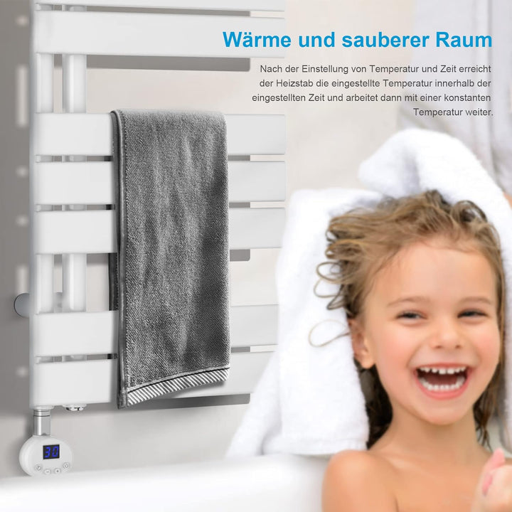 Heilmetz Badheizkörper Elektrisch Heizkörper Bad mit Digitalem Thermostat Handtuchheizkörper mit Tim