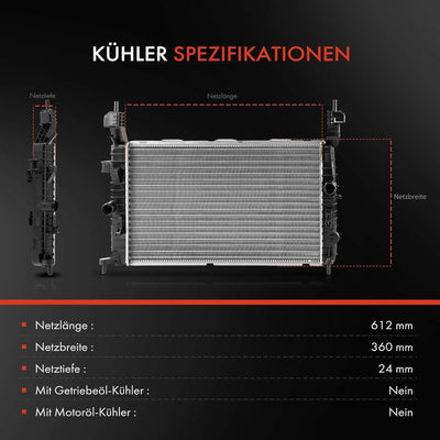 Frankberg Kühler Wasserkühler Motorkühler Schalt-/optional Automatikgetriebe Kompatibel mit Meriva X