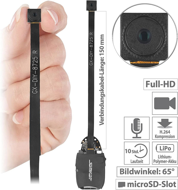 Somikon Knopfkamera für Kleidung: Mobile Full-HD-Knopf-Sicherheitskamera mit Akku, Mikrofon, H.264 (