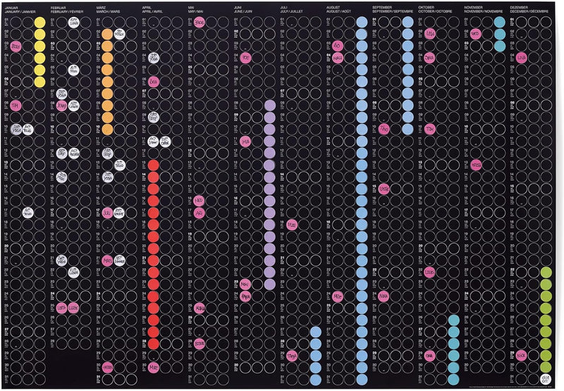 dot on Jahreskalender 2025 mit bunten Klebepunkten | Wandplaner Designkalender DIY Kalender Wandkale