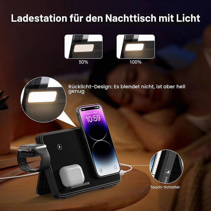 4-in-1 Kabellose Ladestation mit 33W Schnelllade-Adapter – Kompatibel mit iPhone 17/16/15/14/13 Pro