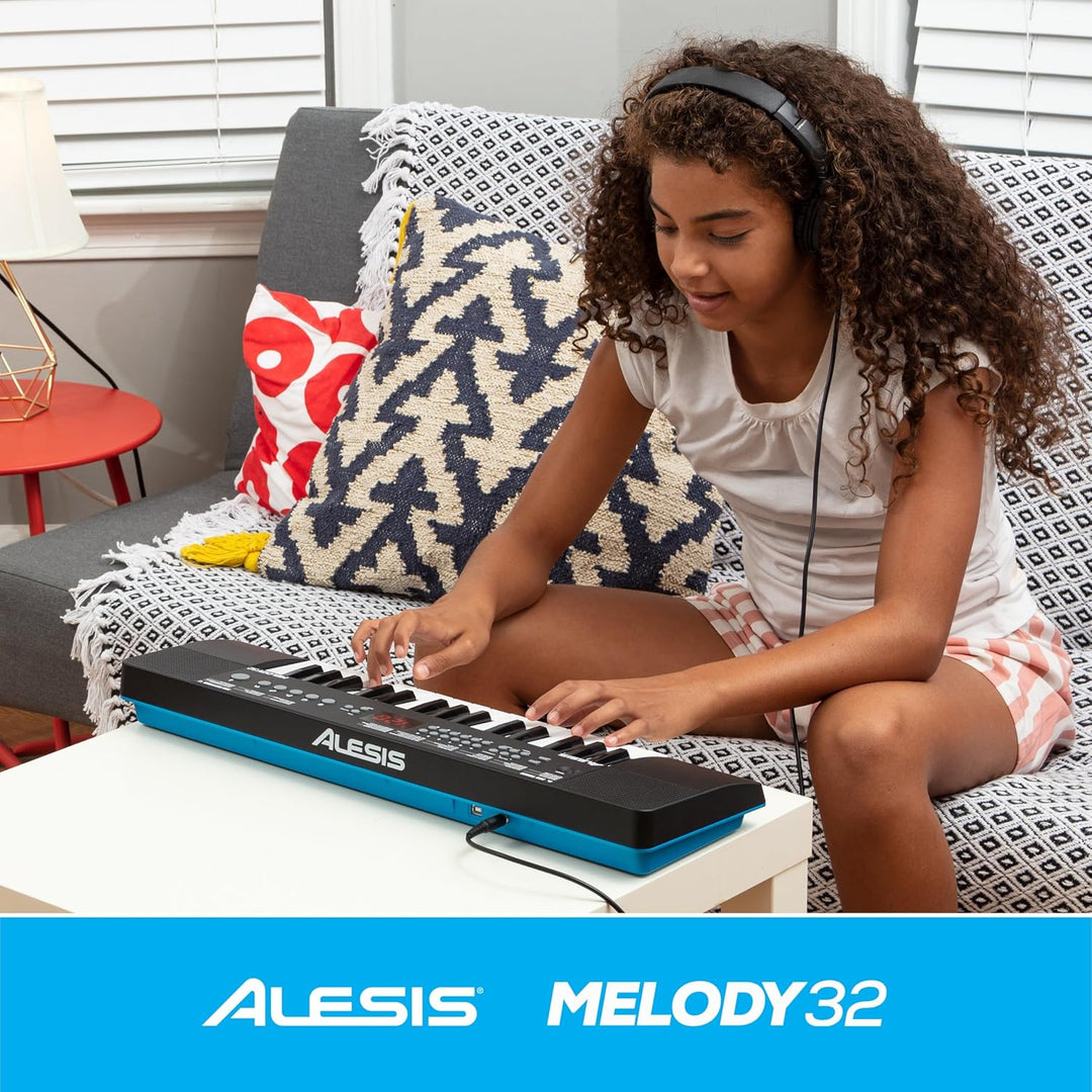 Alesis Melody 32 – Tragbares 32-Tasten Mini-Digitalpiano mit eingebauten Lautsprechern, 300 integrie