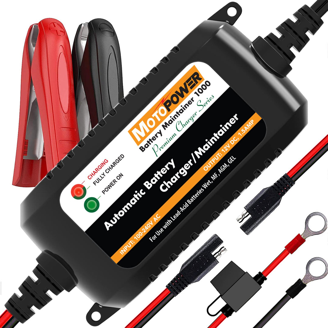 MOTOPOWER MP00206A 12V 1.5Amp Automatisches Ladegerät/Wartung für Autos, Motorräder, Geländefahrzeug