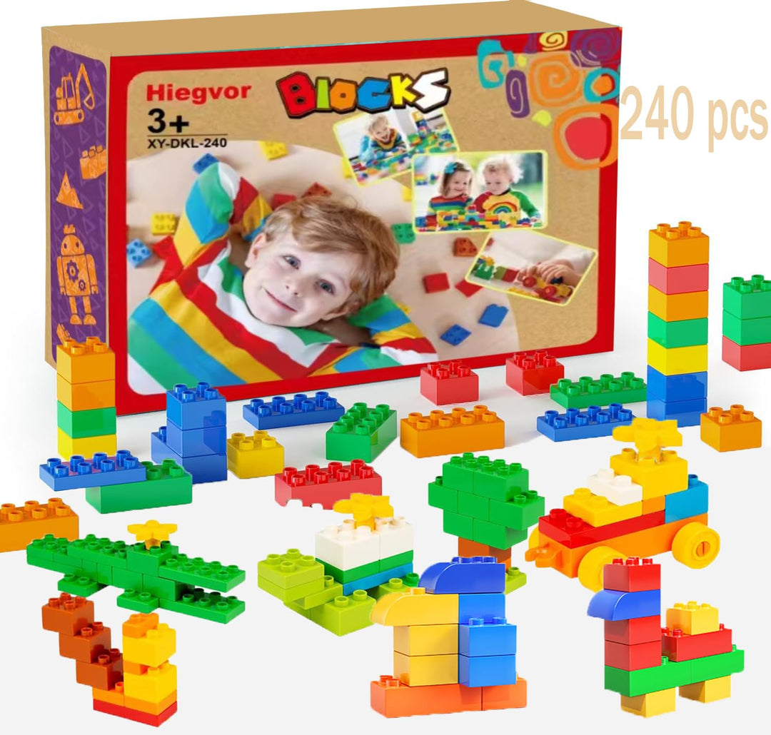 240 Stück Grossen Bausteine Kompatibel mit Lego Duplo Steine und Top-Marken,Classic Grosse Bausteine
