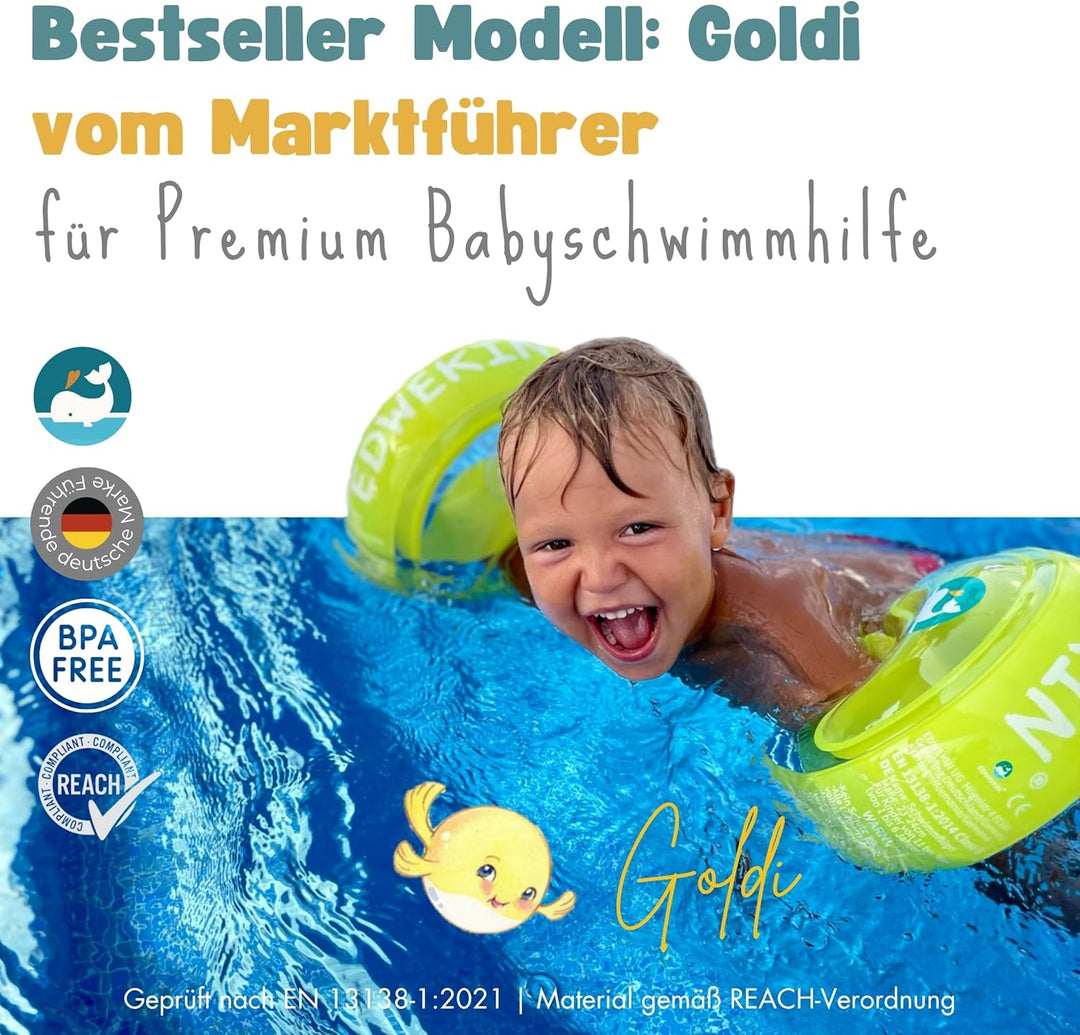 EDWEKIN® Premium Schwimmflügel für Kinder (1–6 Jahre) | TÜV geprüft, extragrosse Luftkammern | Perfe