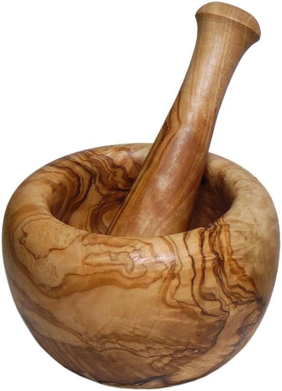 Mörser klein Olivenholz Durchmesser 8,5 cm