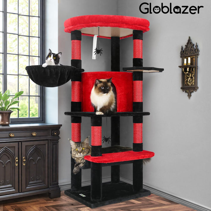 Globlazer Kratzbaum Ecke Stabil mit Grosse Loungebereich für 2/3 Katzen C51 | Eckkratzbaum Platz Spa