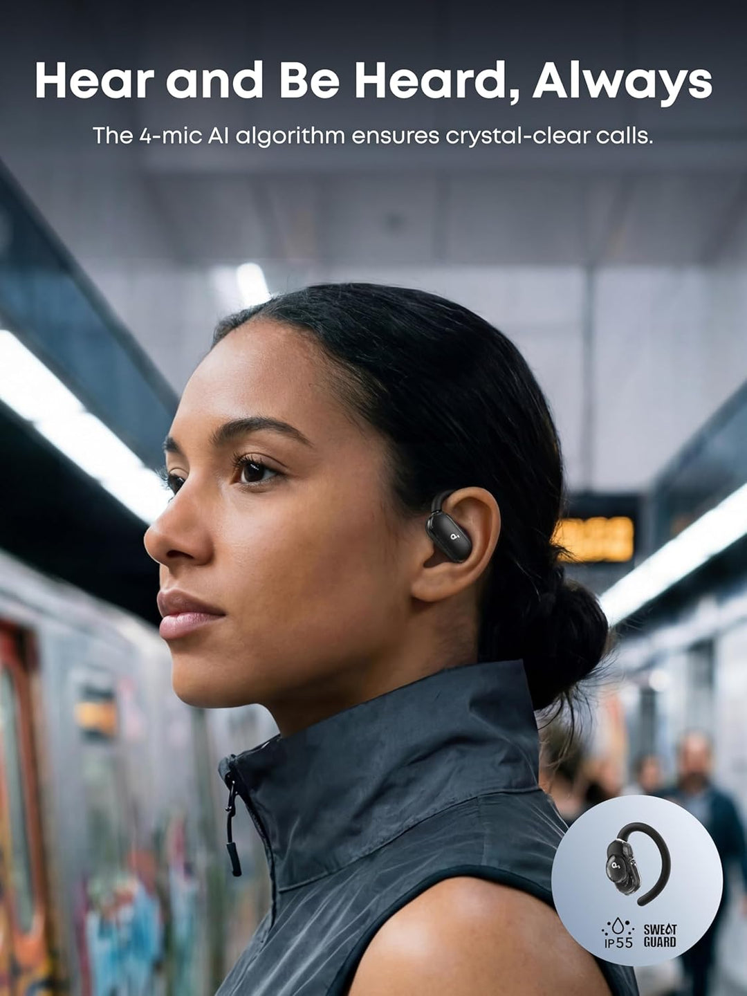 soundcore V40i by Anker, Open-Ear Kopfhörer, transparentes Case ohne Deckel, 4 einstellbare Position
