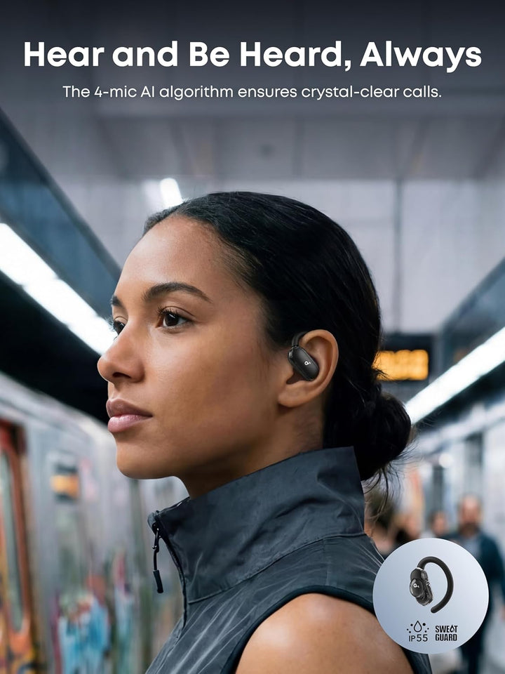 soundcore V40i by Anker, Open-Ear Kopfhörer, transparentes Case ohne Deckel, 4 einstellbare Position