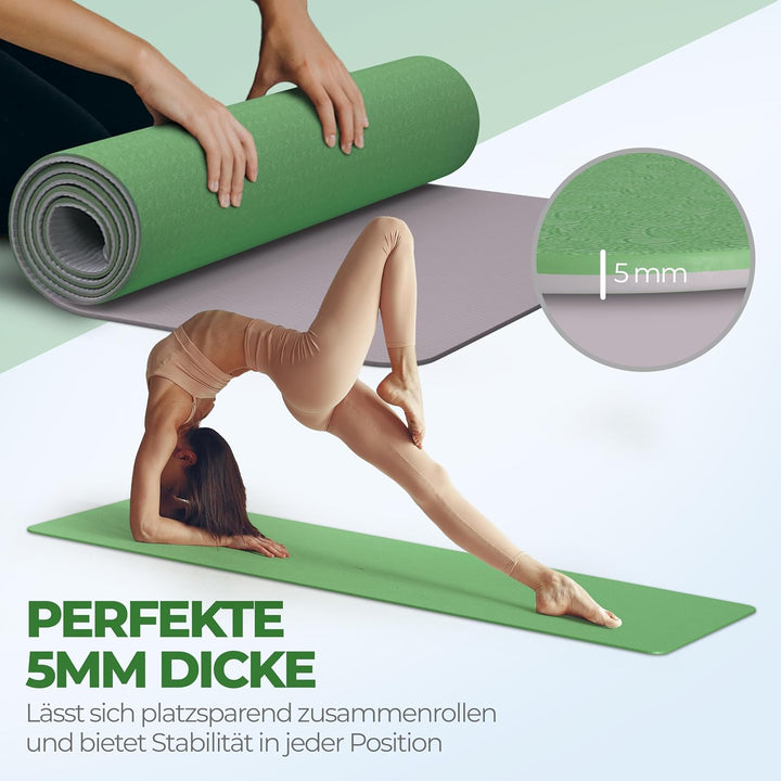 Yoga Matte Pro aus umweltfreundlichem TPE-Schaum, sehr rutschfeste, schadstofffreie, hypoallergene u
