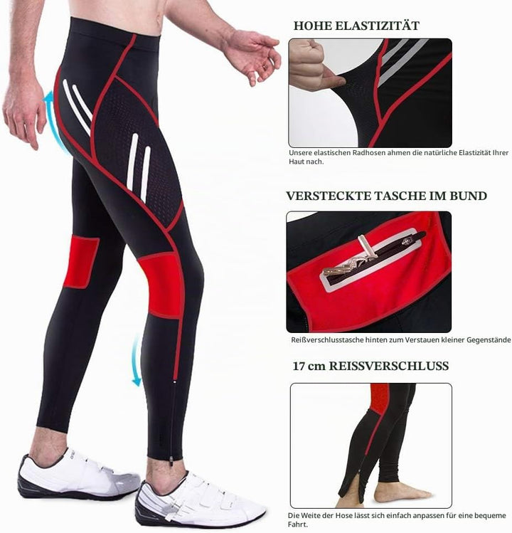 MEETWEE Herren Radlerhose Lange Fahrradhose, Kompression Radhose Leggings Radsport Hose für Männer E