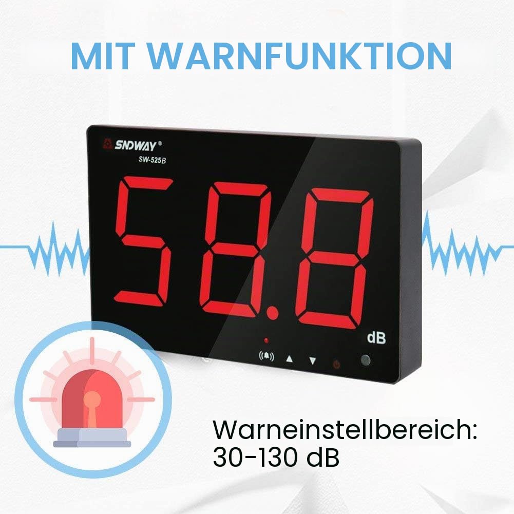 Dezibel Meter digitale Schallpegelmesser Wandmontage Noise Meter Tester Messbereich 30-130dB Genauig