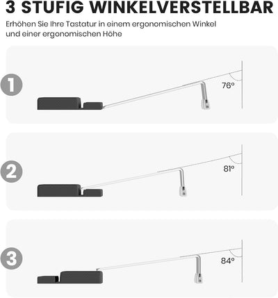 Tastatur Ständer mit Handgelenkauflage-Klearlook Winkelverstellbarer Tastatur Halter für Schreibtisc