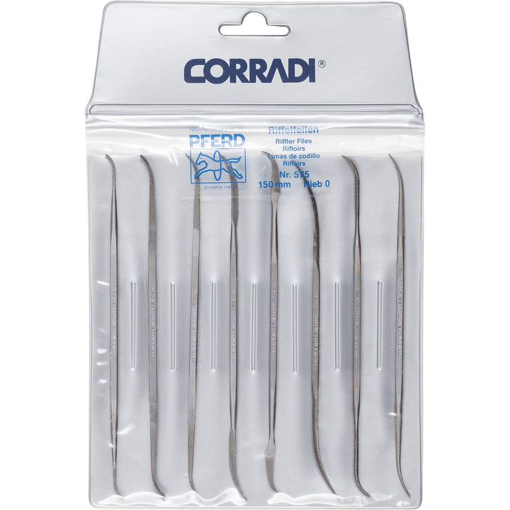 CORRADI-Riffelfeilen-Set, 8-teilig, Schweizer Hieb 0, 150mm, 19505752 – Für die grobe Präzisionsbear
