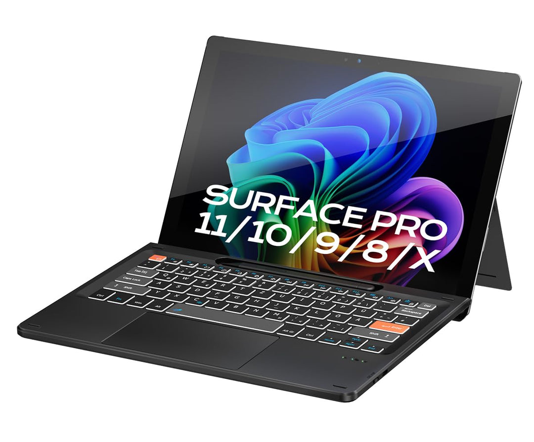 Doohoeek Bluetooth Tastatur für Surface Pro 11/10/9/8/X, Kabellose Beleuchtete Tastatur, Ultraslim K