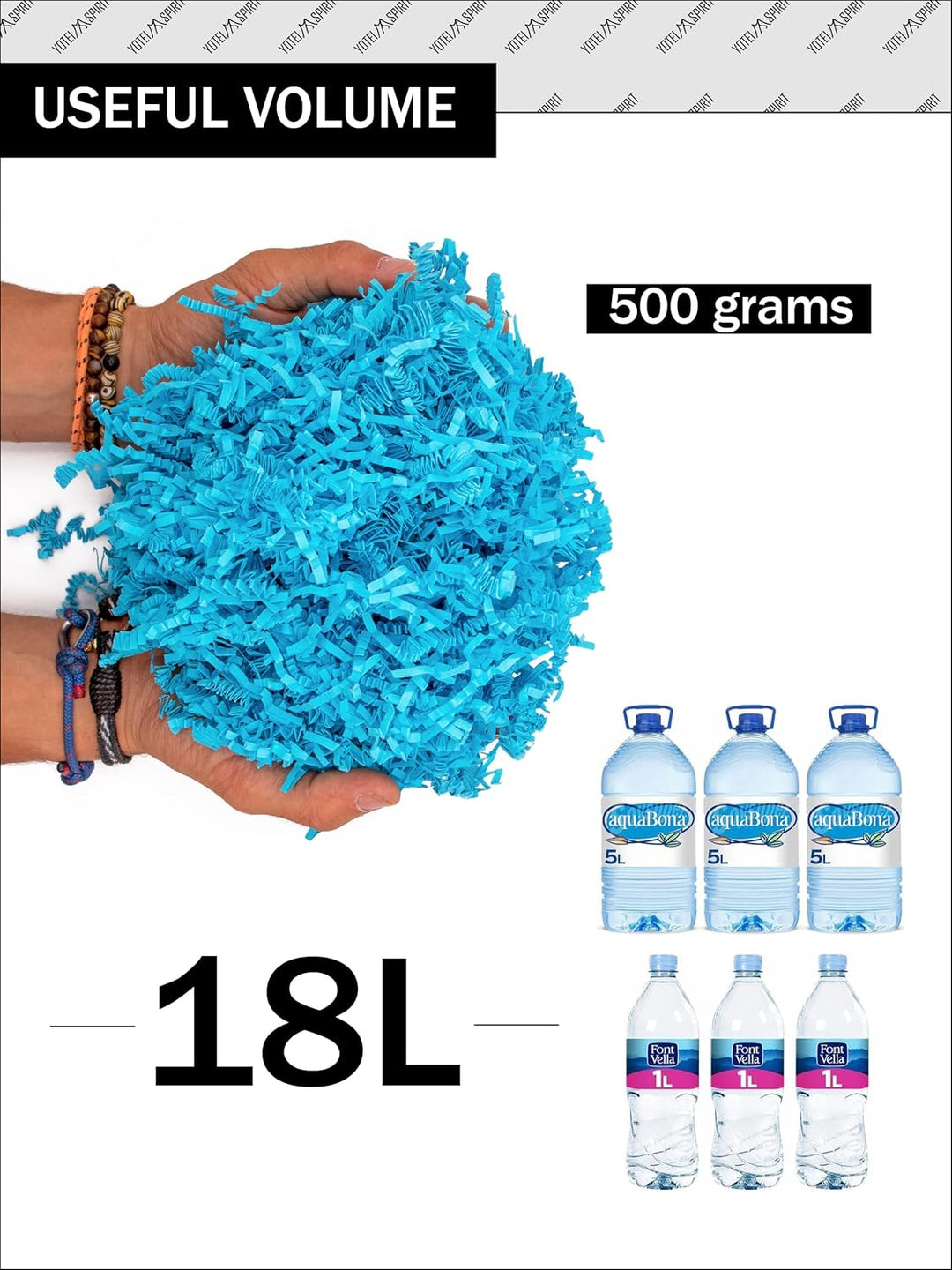 YOTEI SPIRIT® 500g Geschreddertes Türkis Papier für Geschenkbox – Füllmaterial für Pakete, Körbe, Bo