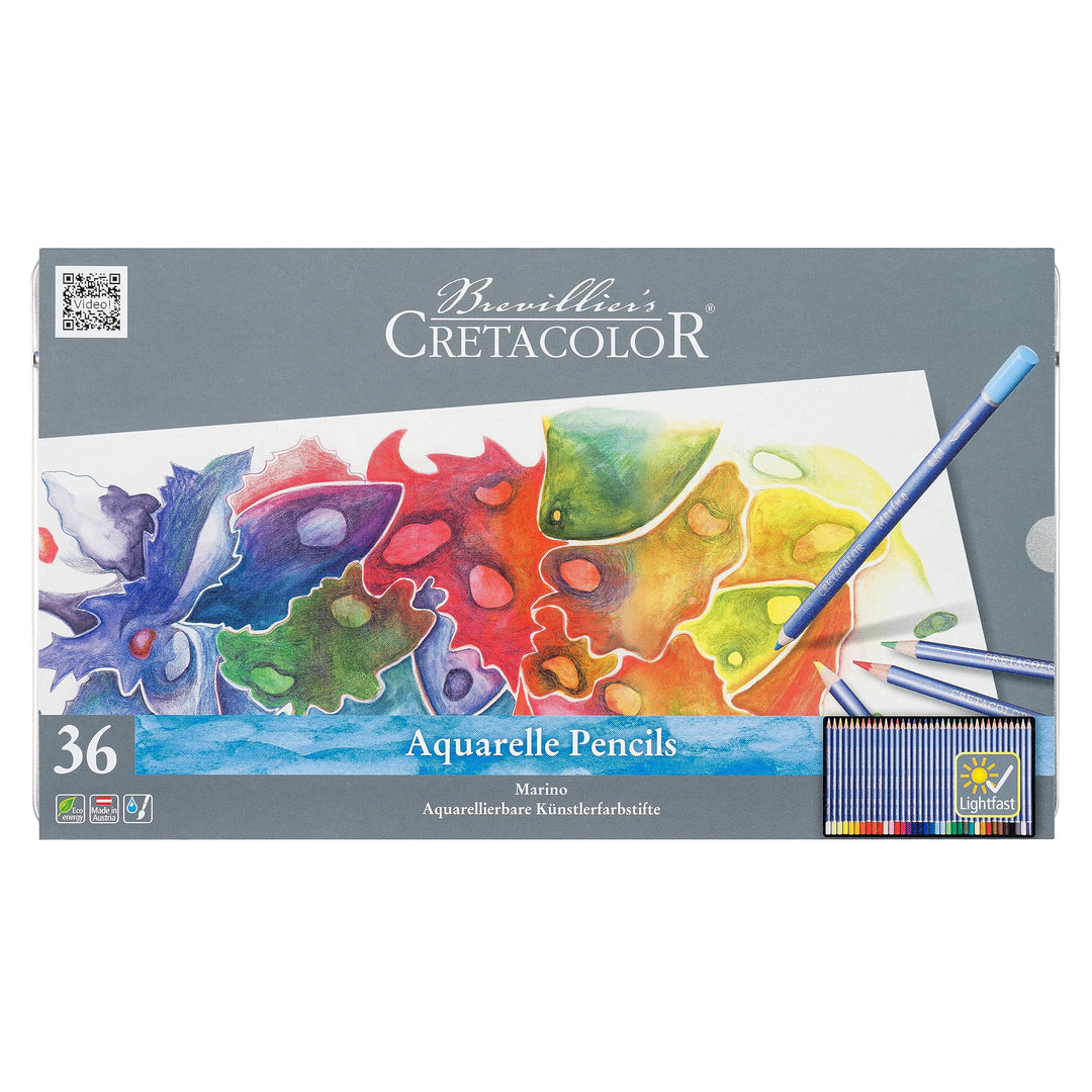 CRETACOLOR Marino, Aquarellierbare Künstlerstifte, Besonders Lichtecht, 36 Farben